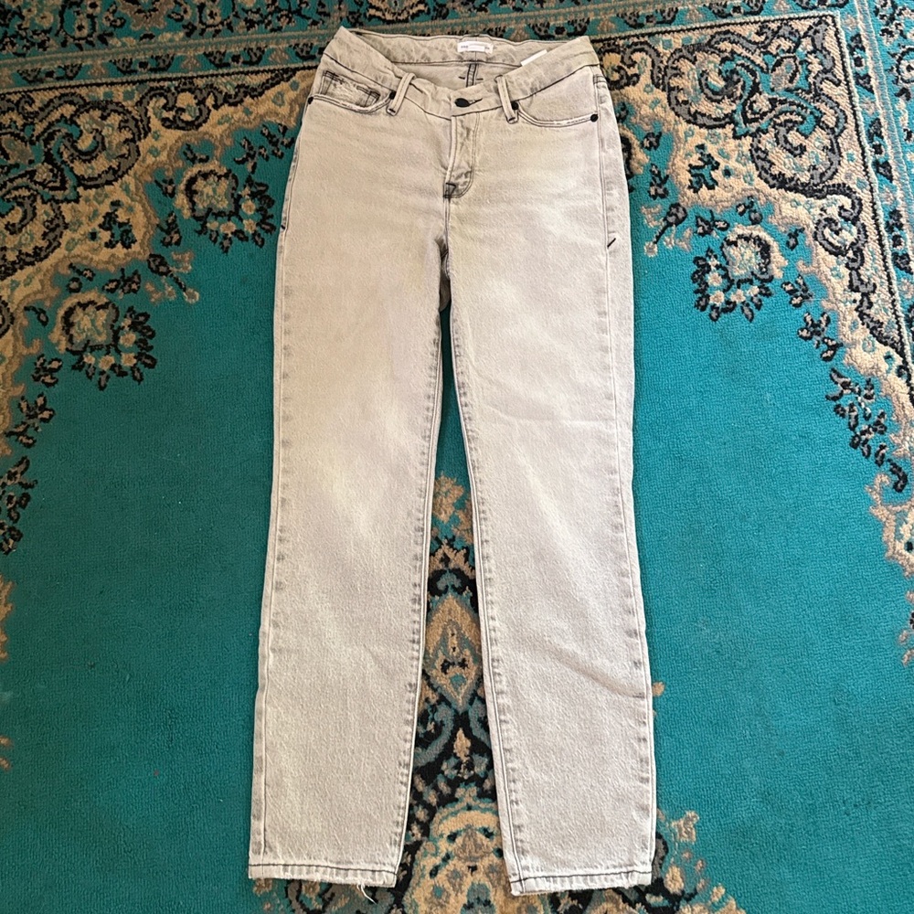 Good American Light Gray Straight Leg Jeans